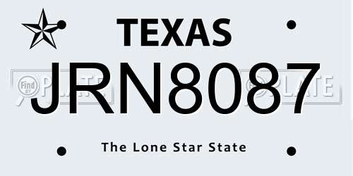 JRN8087 Texas License Plate