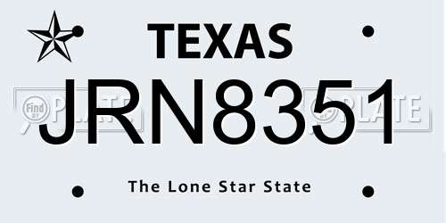 JRN8351 Texas License Plate