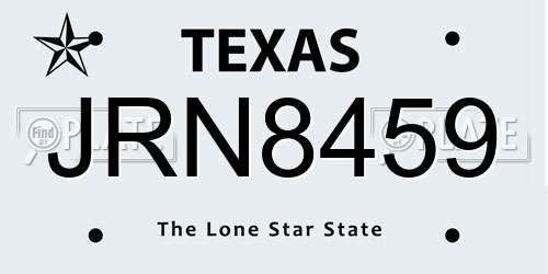 JRN8459 Texas License Plate