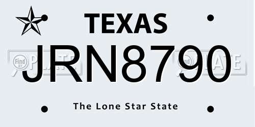 JRN8790 Texas License Plate