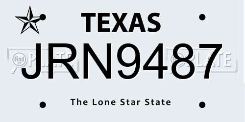 JRN9487 Texas License Plate