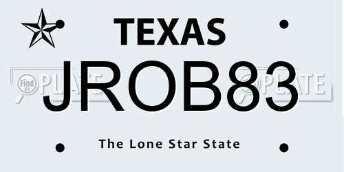 JROB83 Texas License Plate