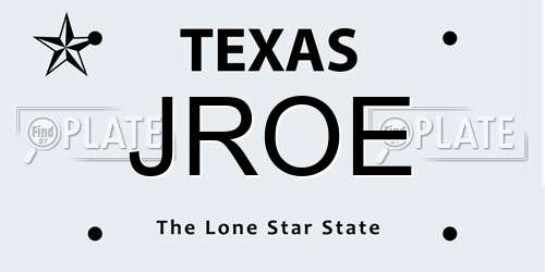 JROE Texas License Plate