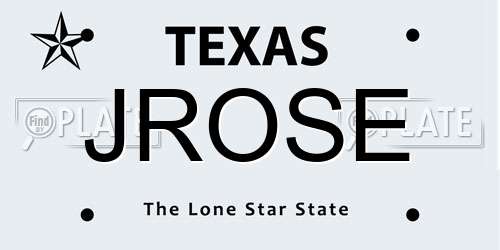 JROSE Texas License Plate