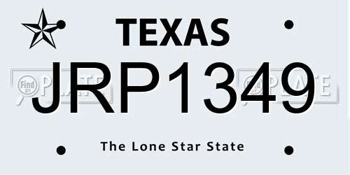 JRP1349 Texas License Plate