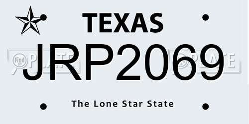 JRP2069 Texas License Plate