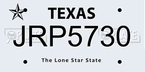 JRP5730 Texas License Plate
