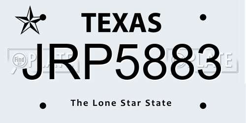 JRP5883 Texas License Plate