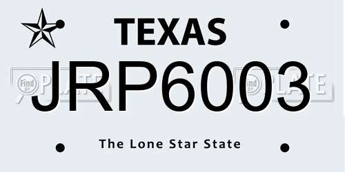 JRP6003 Texas License Plate