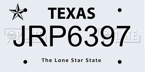 JRP6397 Texas License Plate