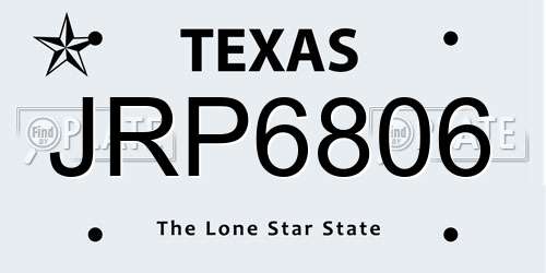 JRP6806 Texas License Plate