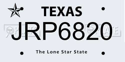 JRP6820 Texas License Plate