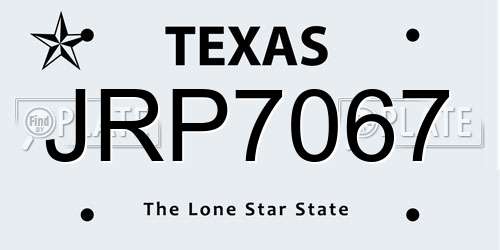 JRP7067 Texas License Plate