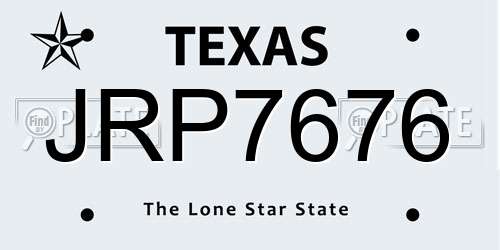 JRP7676 Texas License Plate