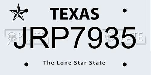 JRP7935 Texas License Plate