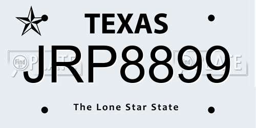 JRP8899 Texas License Plate