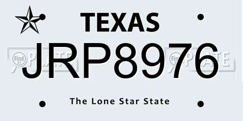 JRP8976 Texas License Plate