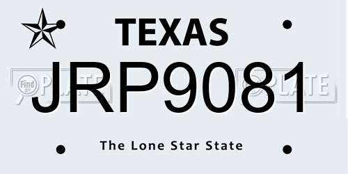 JRP9081 Texas License Plate