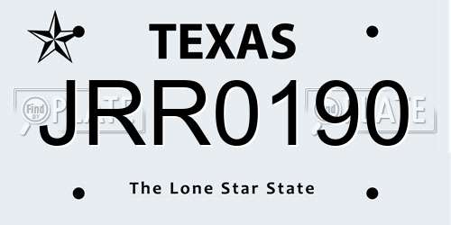 JRR0190 Texas License Plate