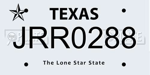 JRR0288 Texas License Plate