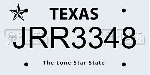 JRR3348 Texas License Plate
