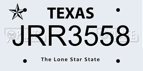 JRR3558 Texas License Plate