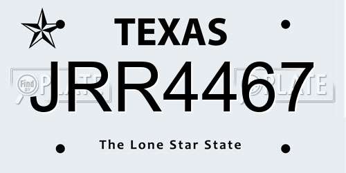 JRR4467 Texas License Plate