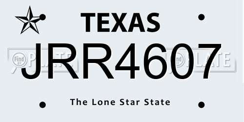 JRR4607 Texas License Plate