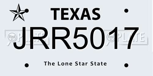 JRR5017 Texas License Plate