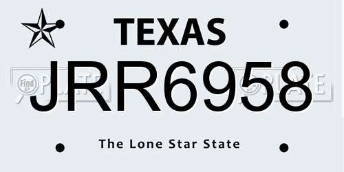 JRR6958 Texas License Plate