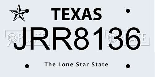 JRR8136 Texas License Plate