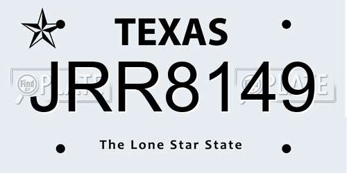 JRR8149 Texas License Plate