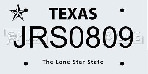 JRS0809 Texas License Plate