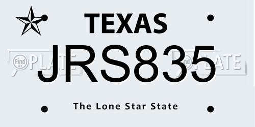 JRS835 Texas License Plate