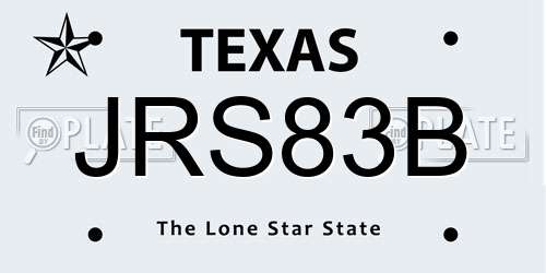 JRS83B Texas License Plate