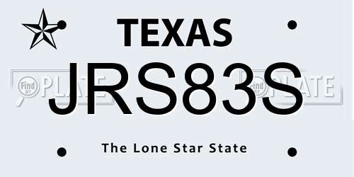 JRS83S Texas License Plate