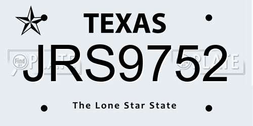 JRS9752 Texas License Plate