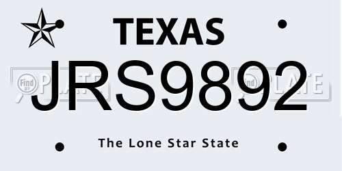 JRS9892 Texas License Plate