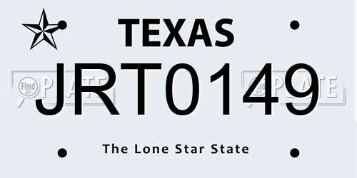 JRT0149 Texas License Plate