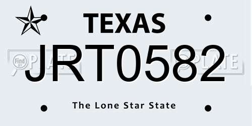 JRT0582 Texas License Plate