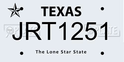 JRT1251 Texas License Plate