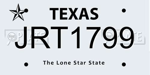 JRT1799 Texas License Plate
