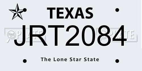 JRT2084 Texas License Plate