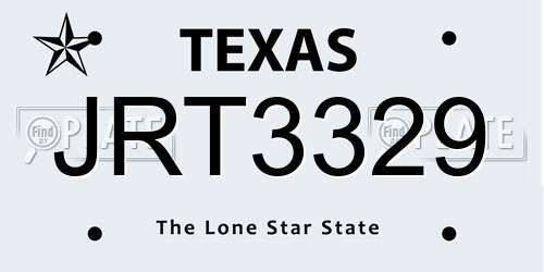 JRT3329 Texas License Plate