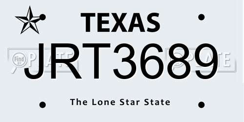 JRT3689 Texas License Plate