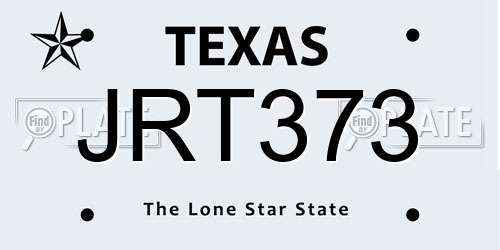 JRT373 Texas License Plate
