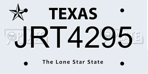 JRT4295 Texas License Plate
