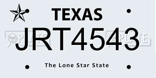 JRT4543 Texas License Plate