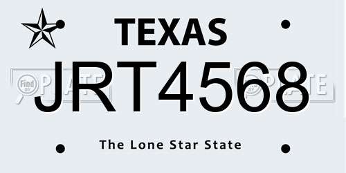 JRT4568 Texas License Plate