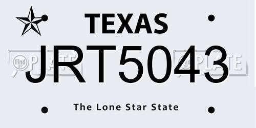 JRT5043 Texas License Plate